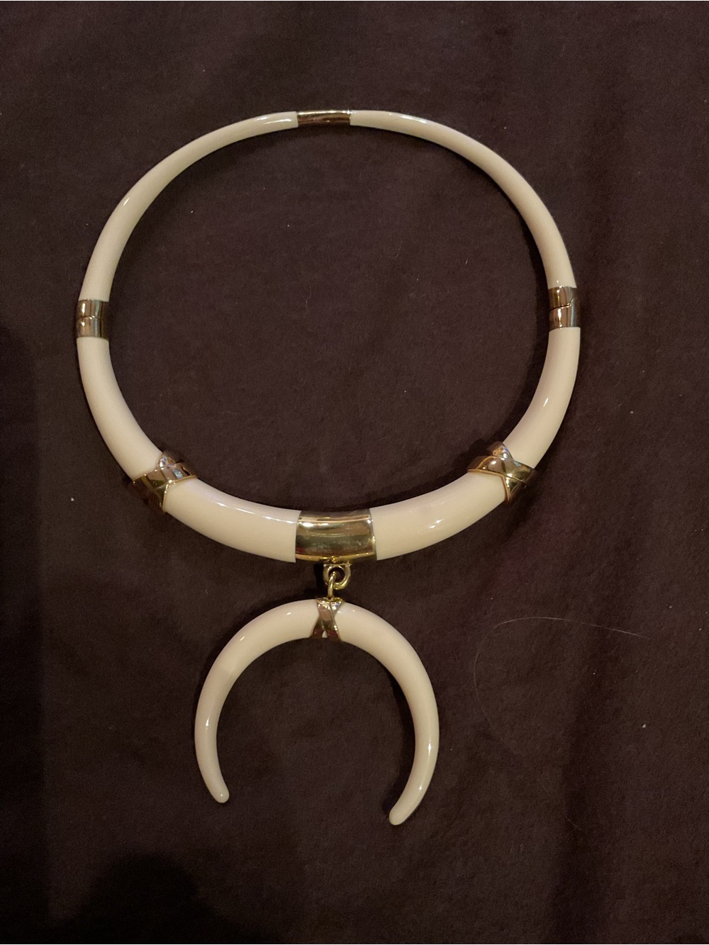 Tory Burch Cream and Gold Crescent Collar Necklace